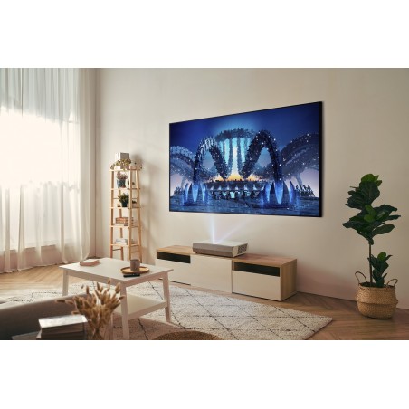 Optoma CinemaX P2, Laser Smart Cinema Projector, Ultra Short Throw, 4K-UHD, Full 3D, Android 8.0, Integrated Dolby Digital 2.0 S