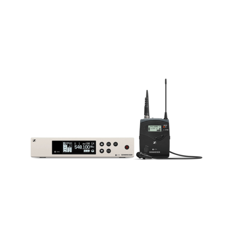 Sennheiser EW100G4-ME2 Wireless Lavalier Microphone set W/ ME2 mic, SK100 beltpack transmitter, EM100 desktop rackmount receiver